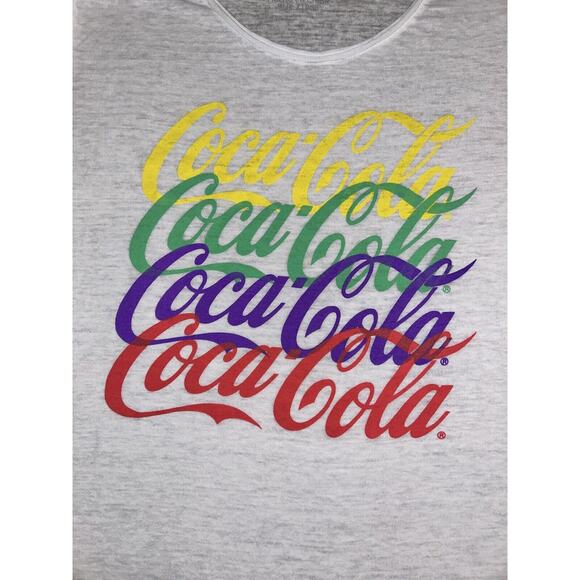 Coca Cola Womens T-shirt Size M White Rainbow Multicolored Logo Burnout Tee‎ - Picture 7 of 7